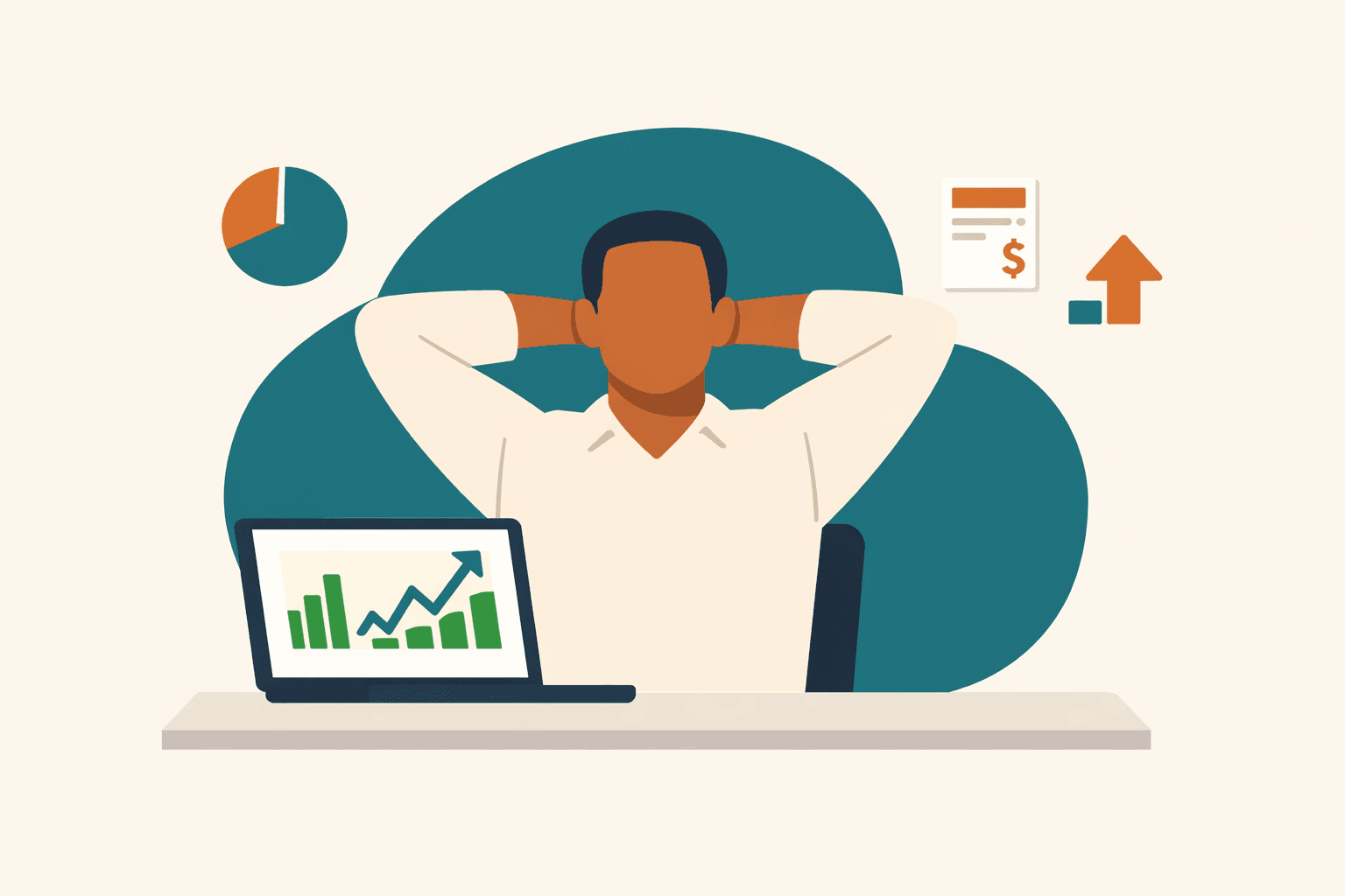 SaaS founder working at laptop with financial dashboard